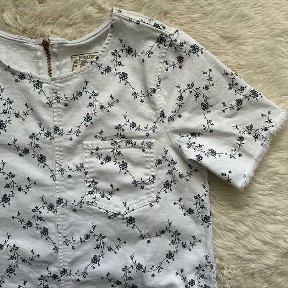 Current/Elliott Dress The Fray Edge Shift Mini Sugar Viney Floral White Blue 3 - Picture 4 of 13